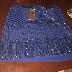 Blue sequined mini skirt